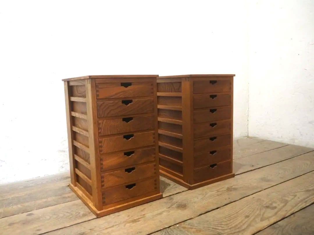 1245　①ケヤキの小引き出し　収納棚　書類ケース　展示台　ラック　インテリア