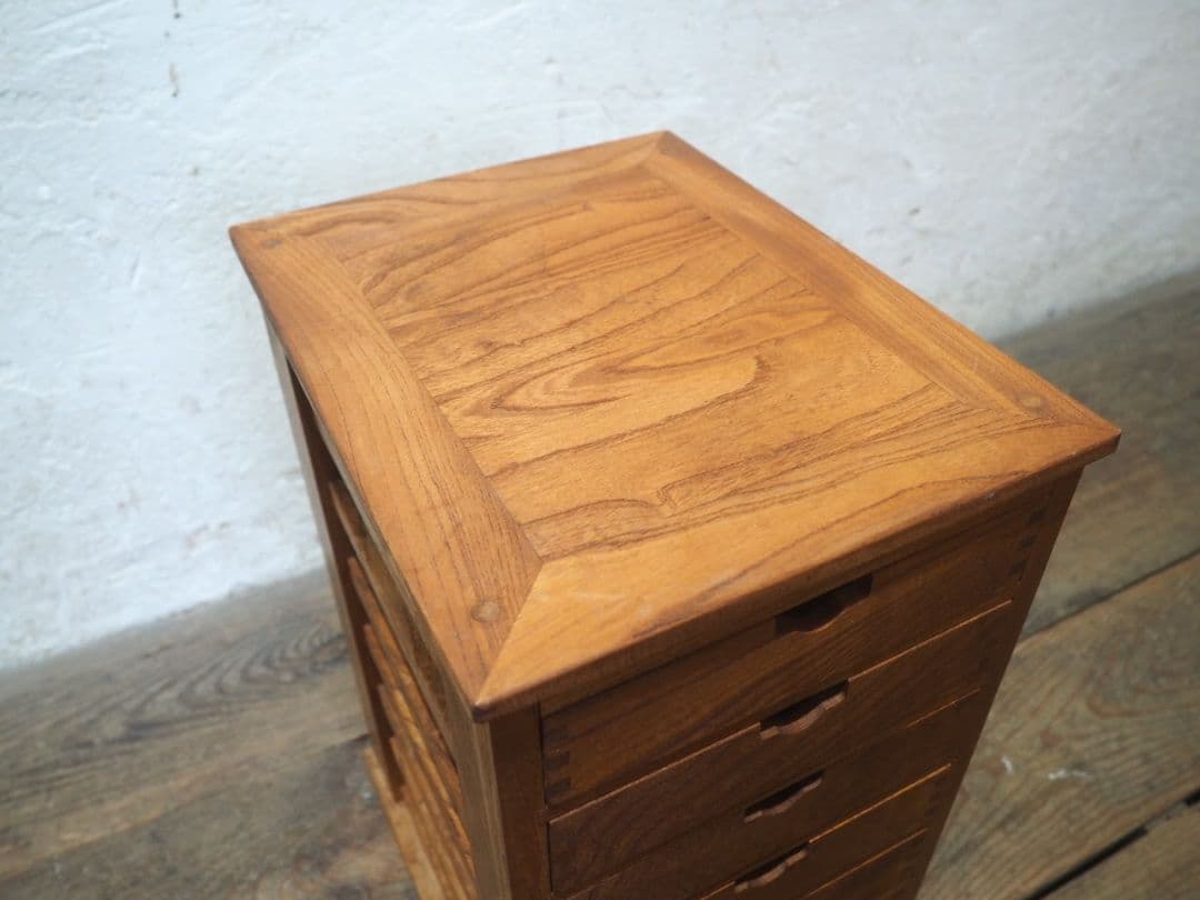 1245　①ケヤキの小引き出し　収納棚　書類ケース　展示台　ラック　インテリア