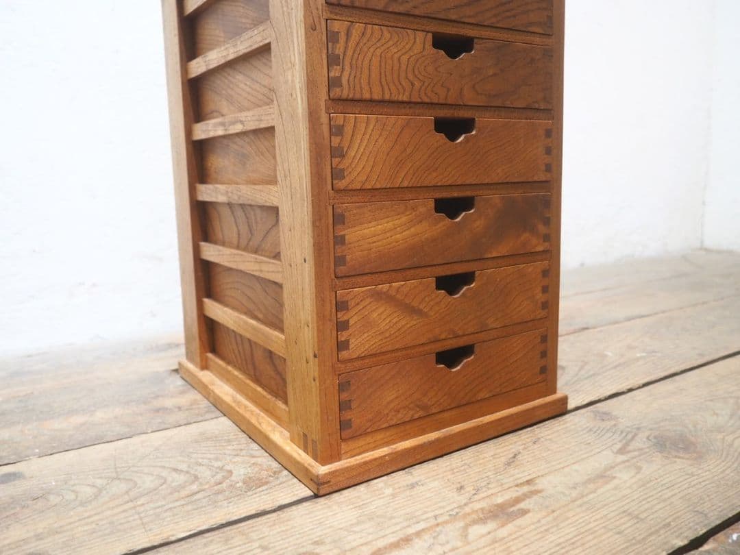 1245　①ケヤキの小引き出し　収納棚　書類ケース　展示台　ラック　インテリア