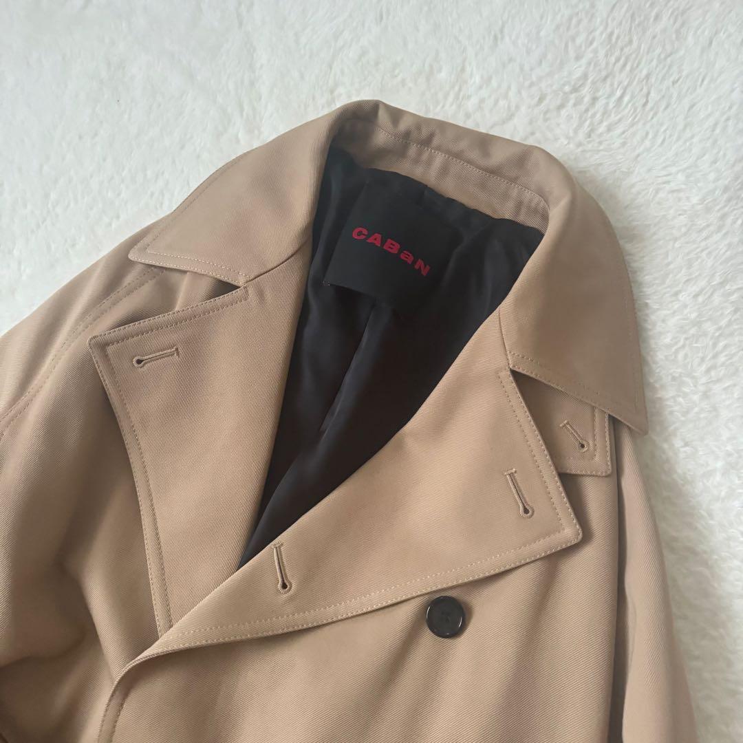 美品　CABaN ウール　ギャバジン　ロングトレンチコート　ベージュ　S
