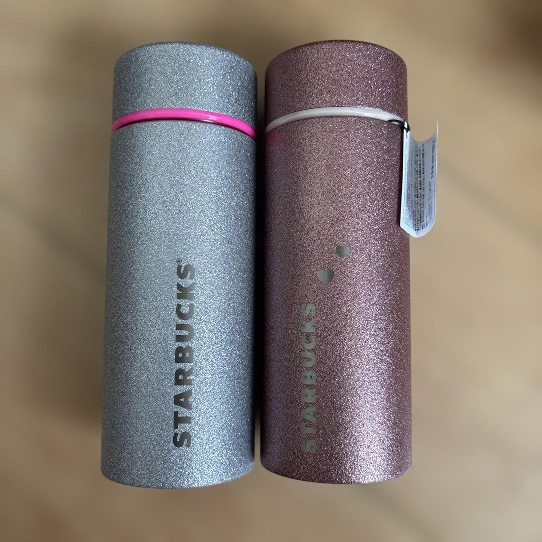STARBUCKS グリッター水筒 500ml シルバー・ピンク