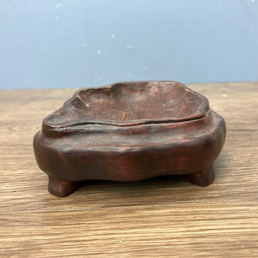 4F 希少 天然 菊花石 観賞石 盆石 水石 木製台座付き 置物 インテリア