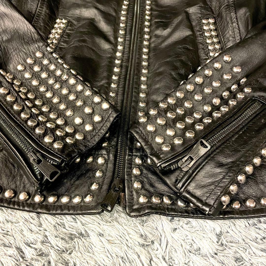 【美品】REPLAY レザージャケット スタッズ ライダース 黒 羊革 伊製