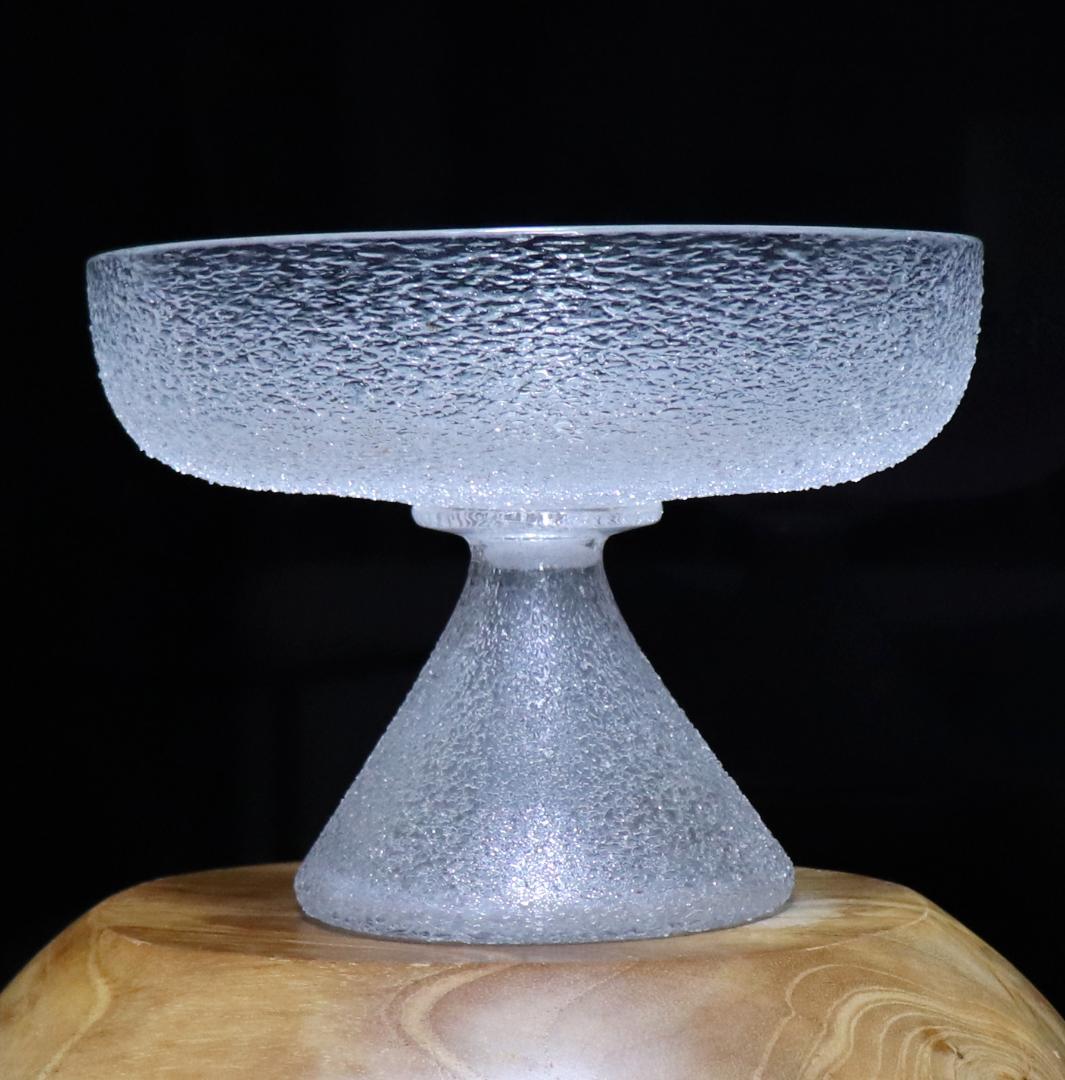 オールド・バカラ 明治大正期 春海商店特注品 大型 氷硝子高台皿 美術器 うつわ