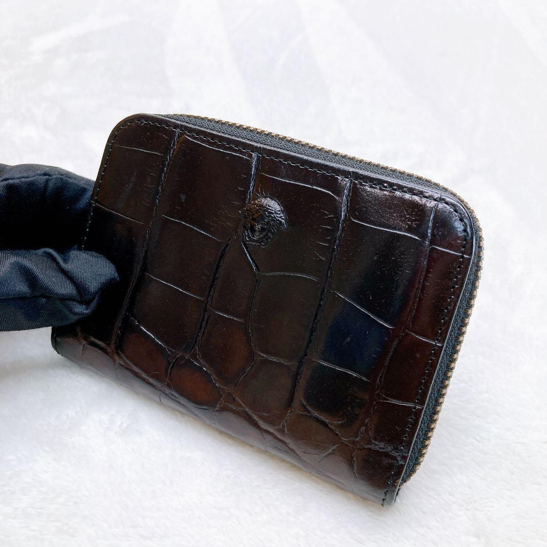 ✨綺麗✨VERSACE ヴェルサーチ ケース クロコ型押し ブラック