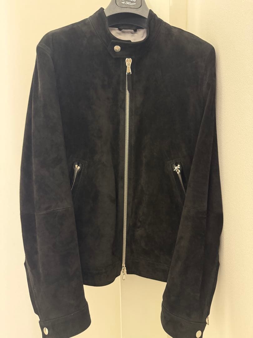 スエード シングルライダースジャケット 黒