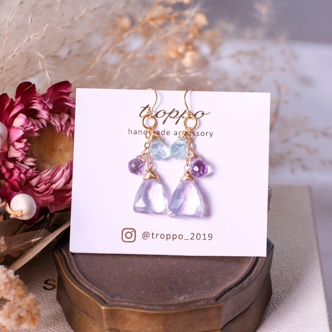 14kgfスコロライトトライアングルピアス/イヤリング