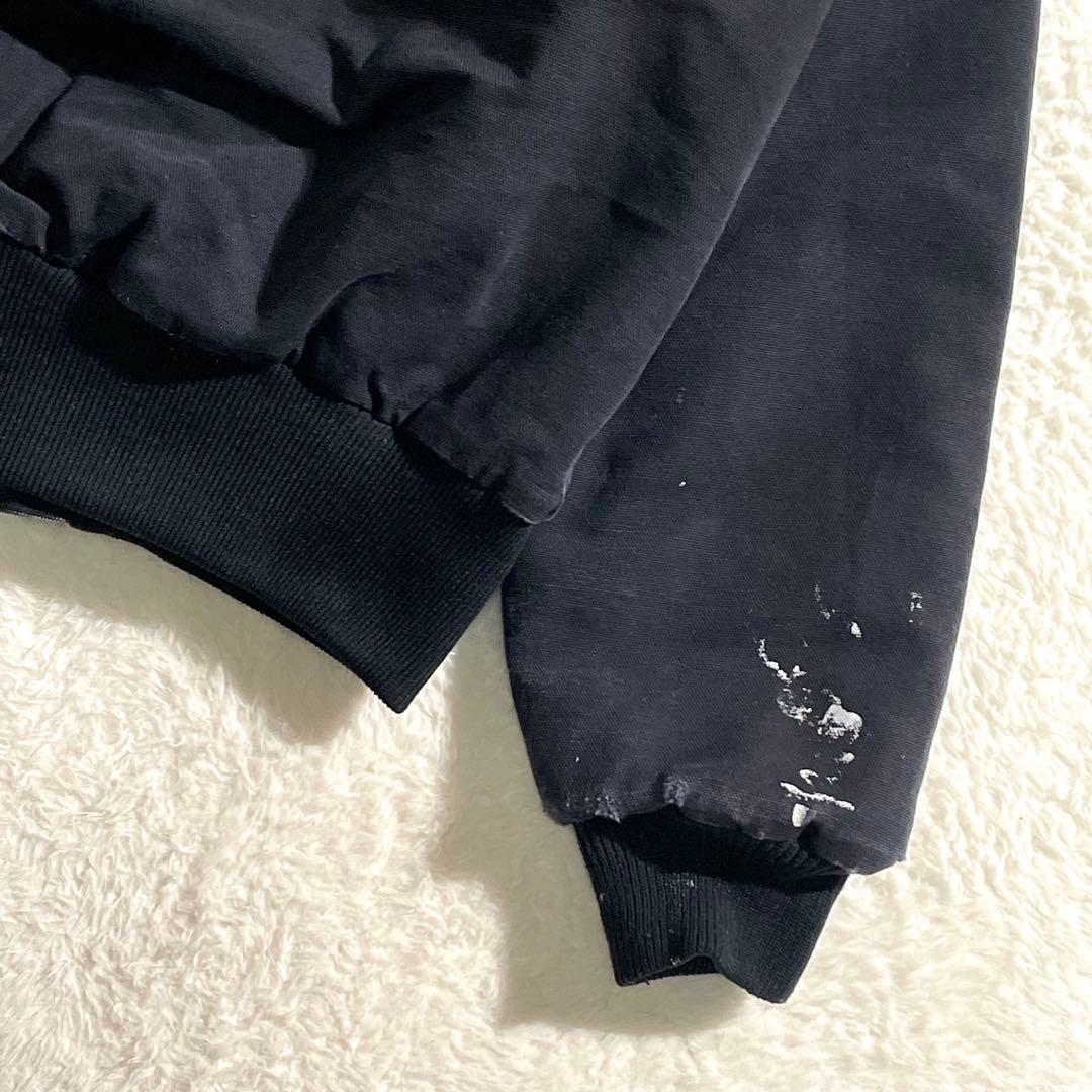 80s　USA製　サンタフェジャケット　ブラック　L　企業ロゴ　襟コーデュロイ