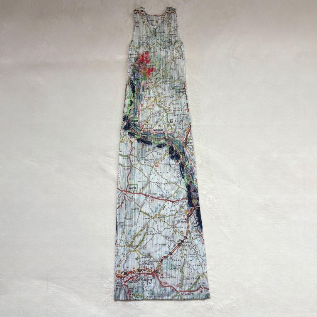 希少・未使用級　PLEATS PLEASE 地図　Map柄　マキシ丈　ワンピース