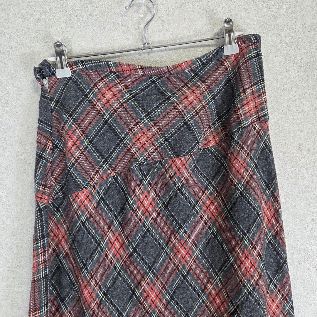 希少 美品 Y's 00AW チェック 変形 ロング スカート アシンメトリー