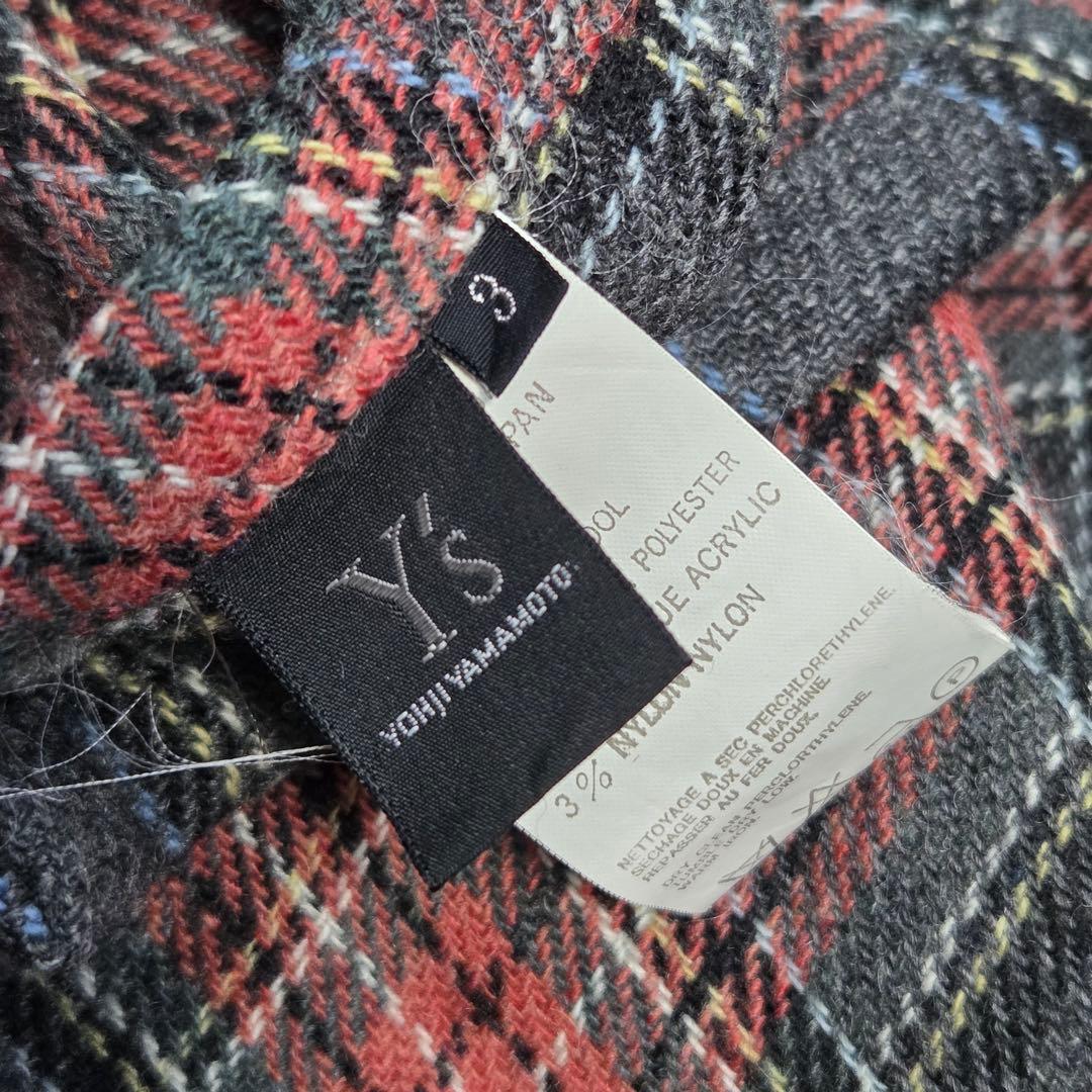 希少 美品 Y's 00AW チェック 変形 ロング スカート アシンメトリー