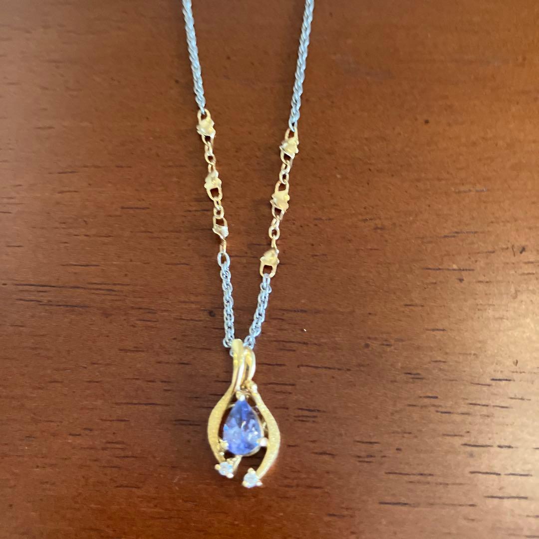 一点物タンザナイト ダイヤモンドネックレス18金 ペンダント先
