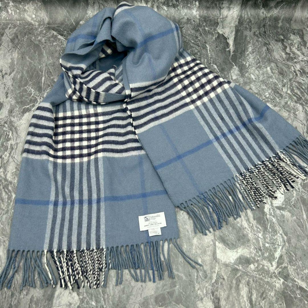 【美品】ジョンストンズ 大判ストール ユナイテッドアローズグリーンレーベル別注