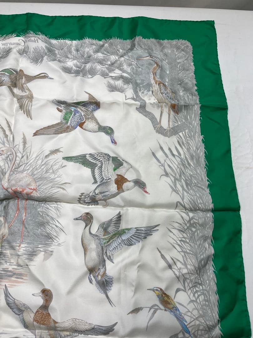 a0105-3HERMES　エルメス　スカーフ　カレ90　野鳥　フラミンゴ　大判