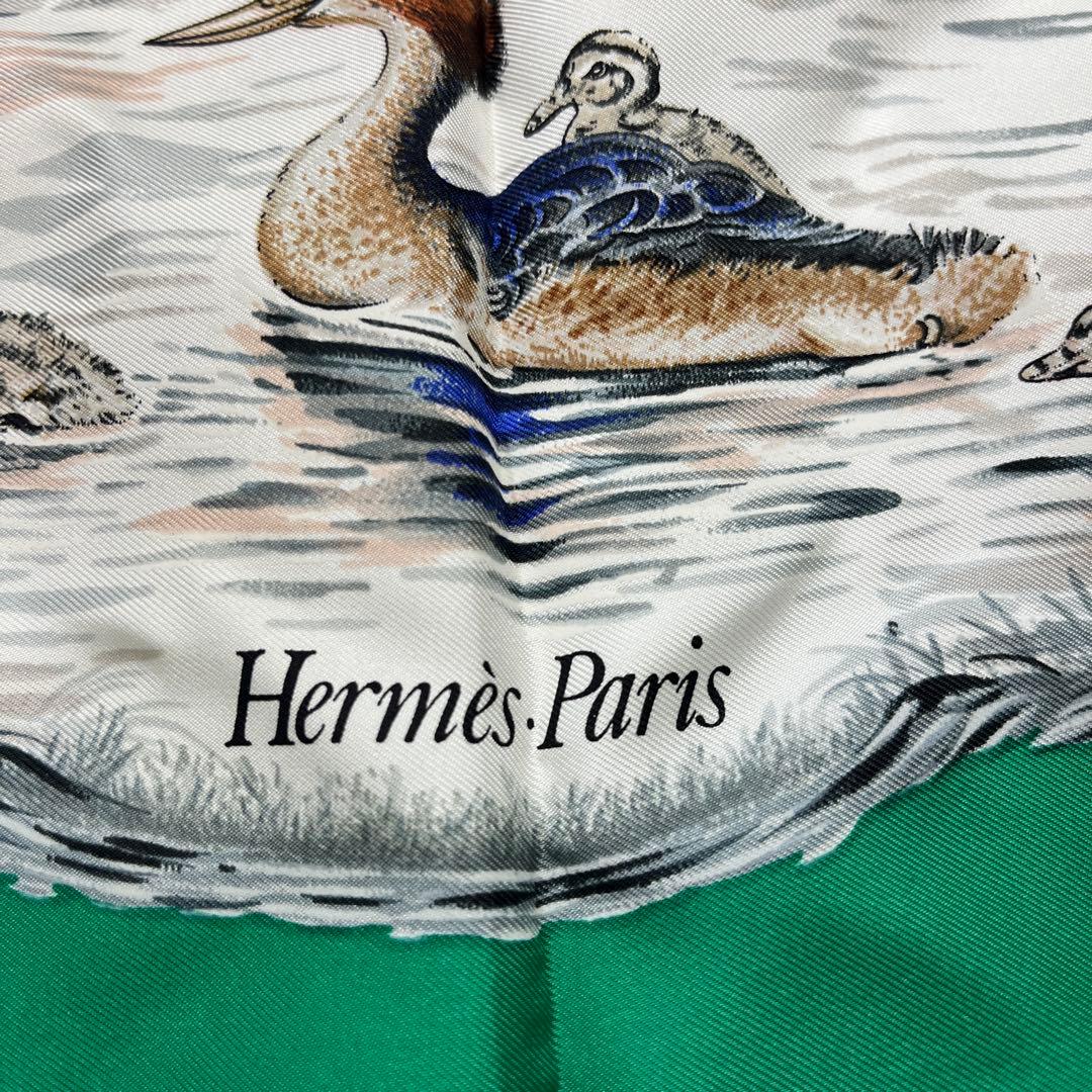 a0105-3HERMES　エルメス　スカーフ　カレ90　野鳥　フラミンゴ　大判