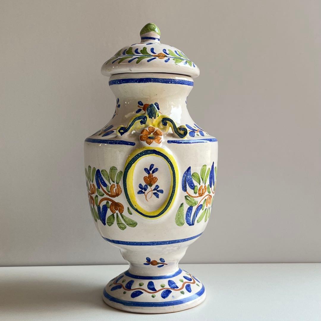 スペイン製　蓋付き　陶器　壺