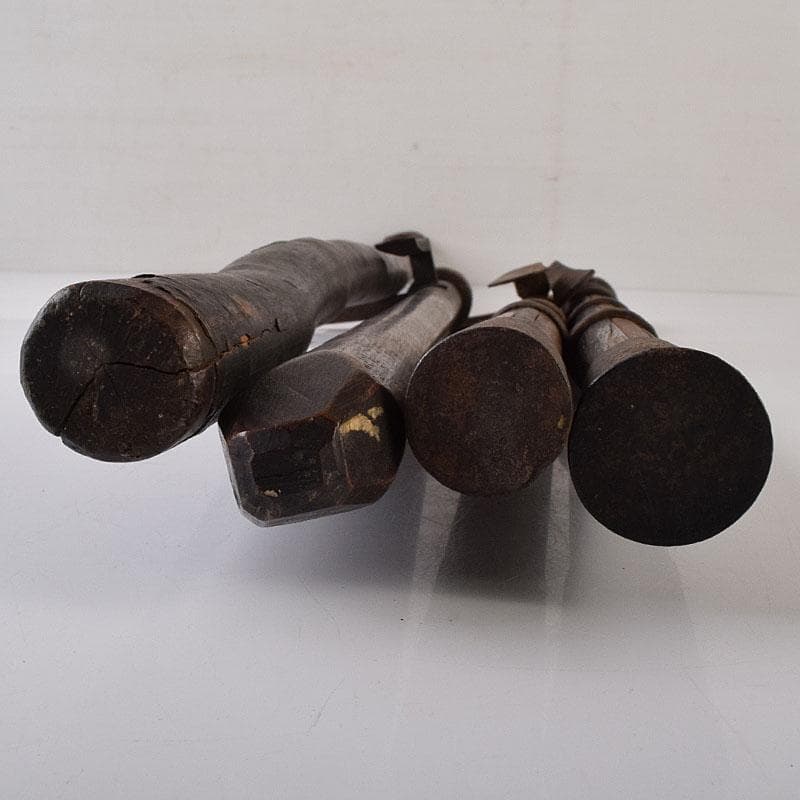 火消道具　古い鳶口　古鉄製　鳶口　火消鉤　4点まとめて　V　R8466H