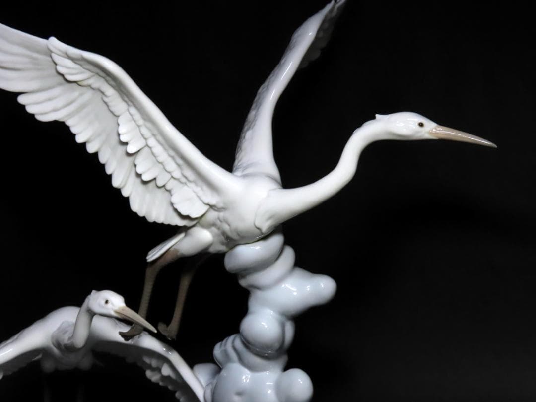 【リヤドロ】　　双鶴　　特大フィギュリン