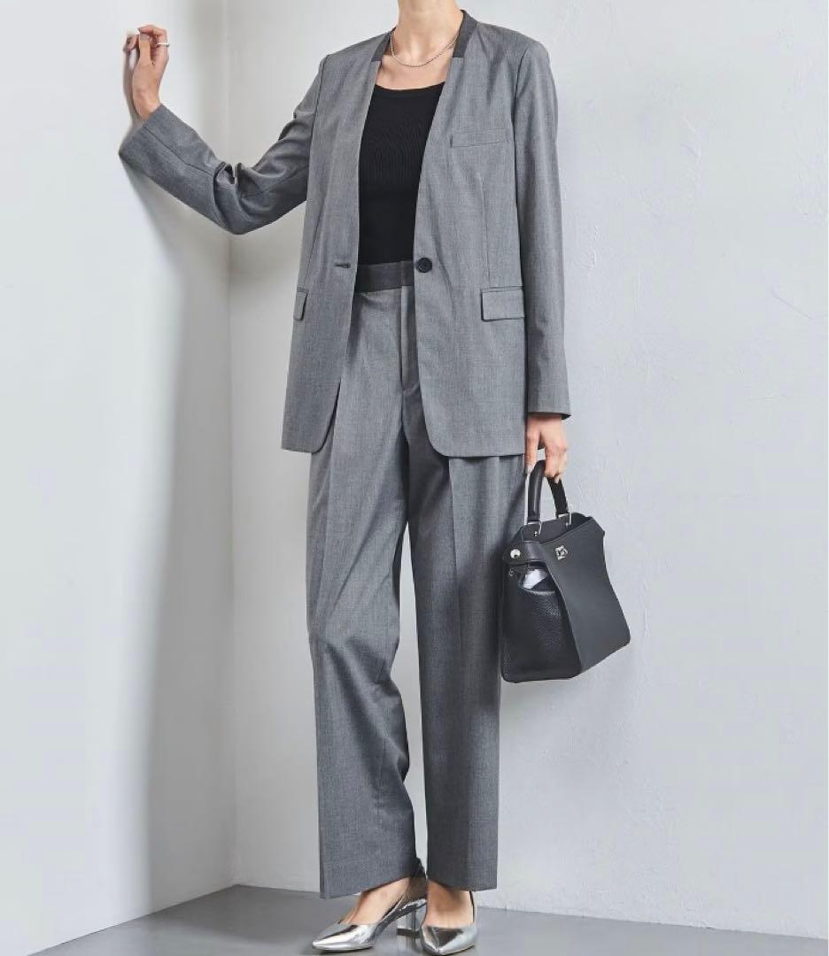 美品ユナイテッドアローズRIOPELE ノーカラー ジャケット&ストレートパンツ