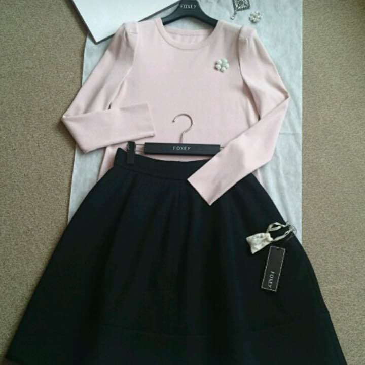 FOXEY 40 srim sweter デイジーピンク