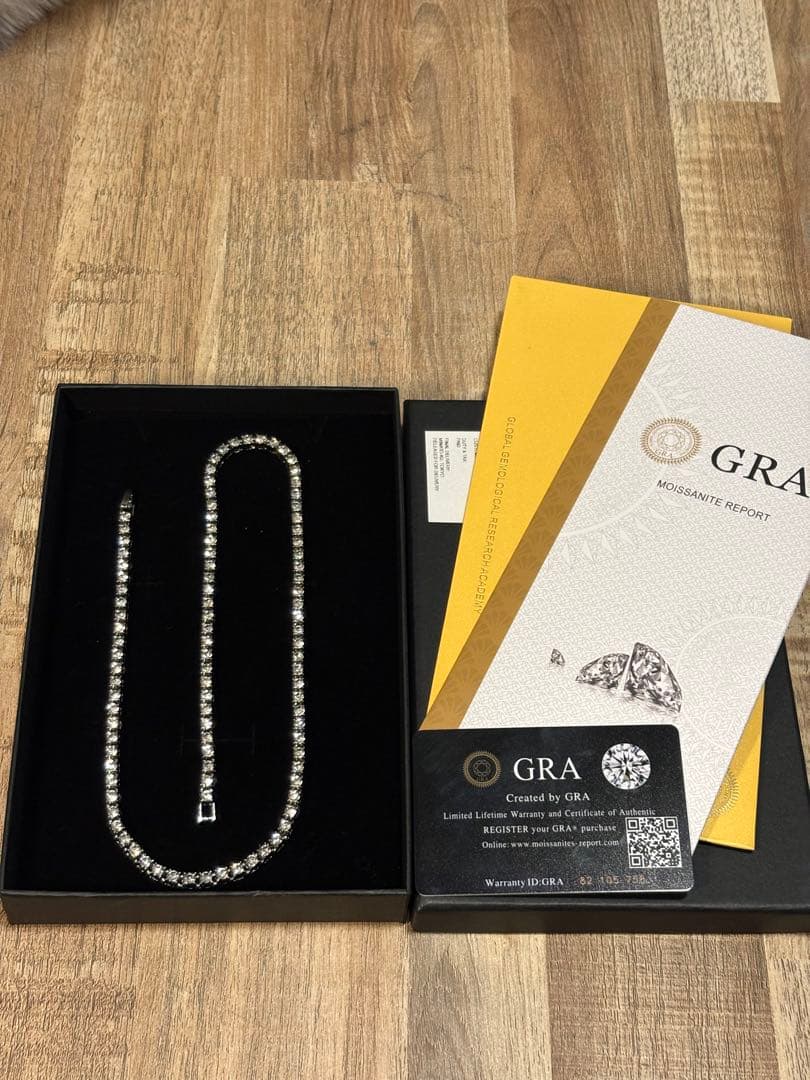 【超美品】モアサナイト　テニスチェーン　5mm 幅ネックレス　GRA鑑定書有り