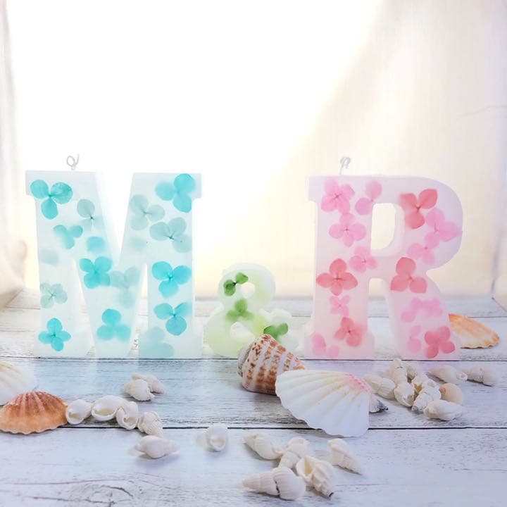 【完売】アルファベット イニシャル キャンドル 紫陽花 あじさい ウエディング