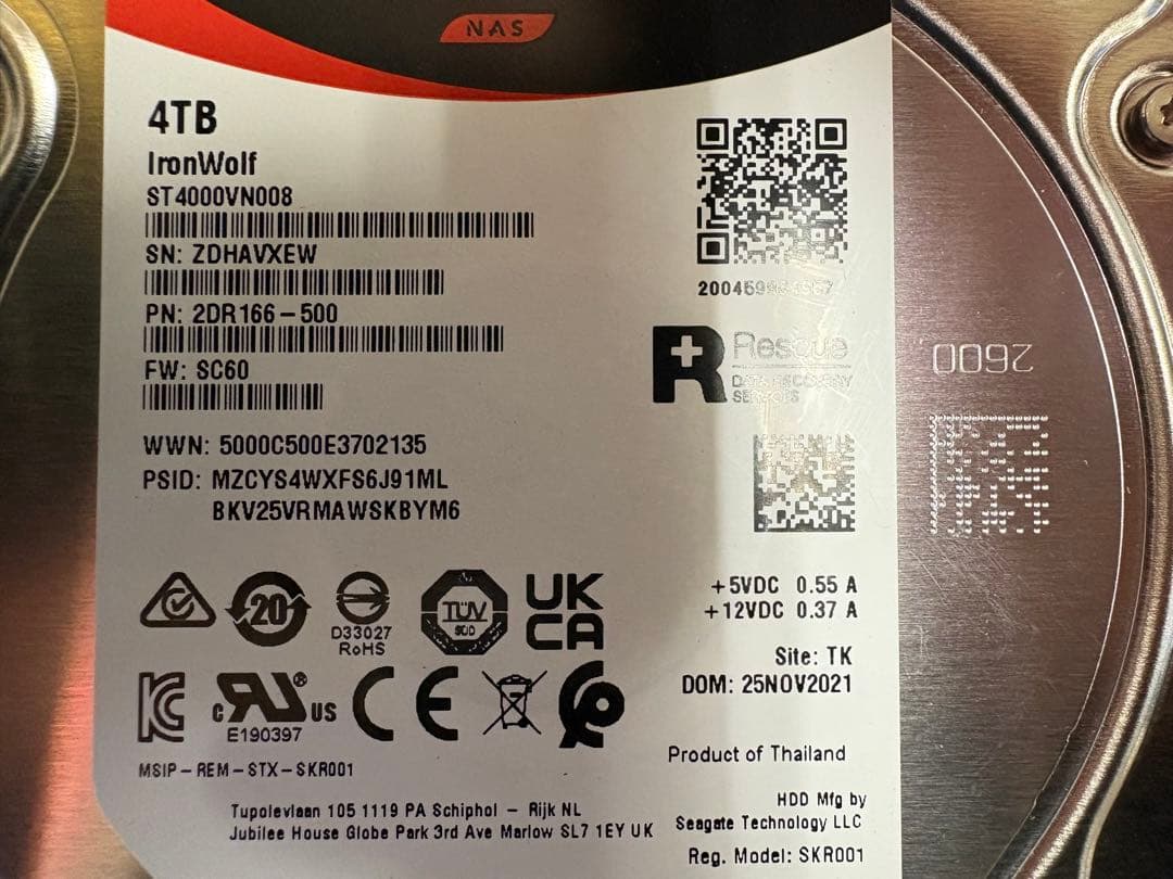 Seagate IronWolf 4TB HDD ST4000VN008 2個