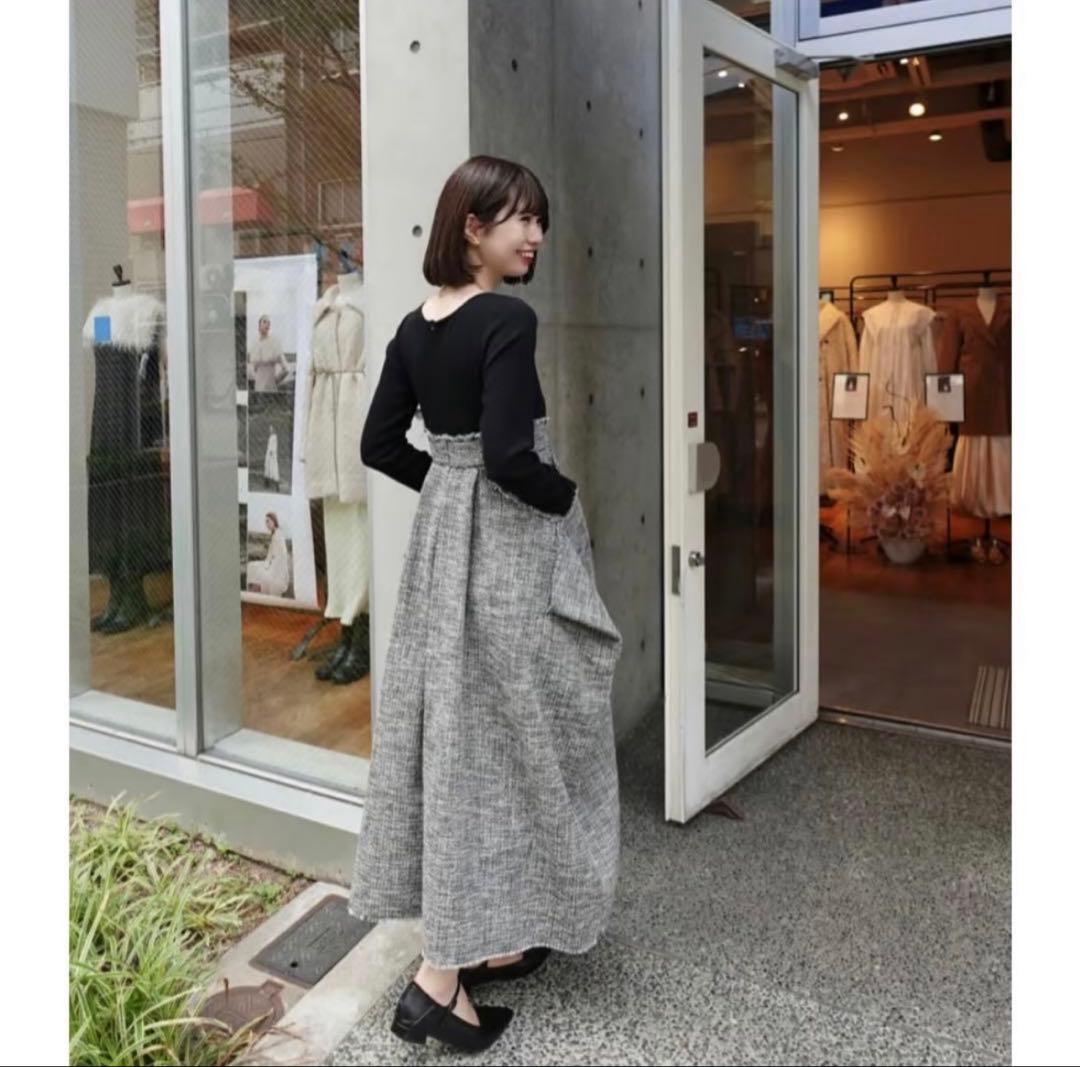 ワンピース acka docking tweed cocoon onepiece