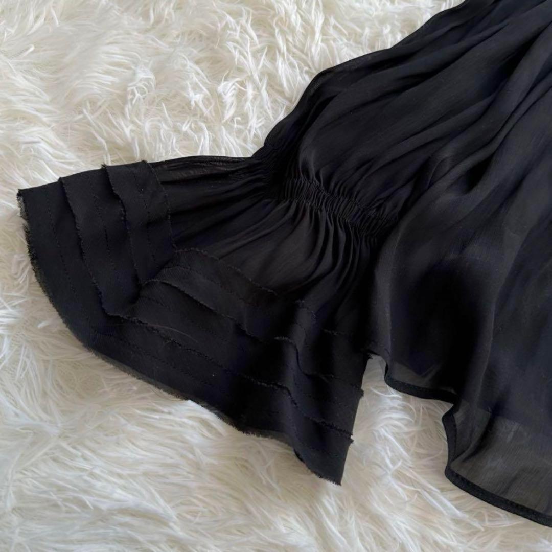 新品未使用 ランバン 楊柳シフォンボウタイブラウス