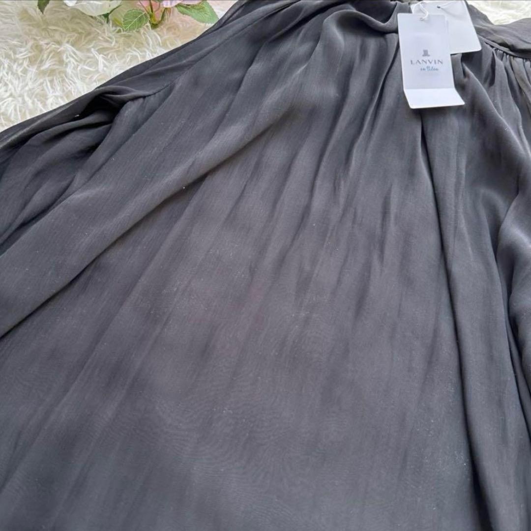 新品未使用 ランバン 楊柳シフォンボウタイブラウス