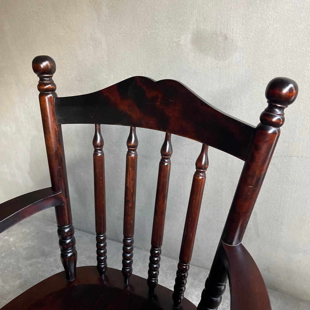 北海道民芸　アームチェア　カバ 樺 無垢材 食卓椅子 肘掛け椅子