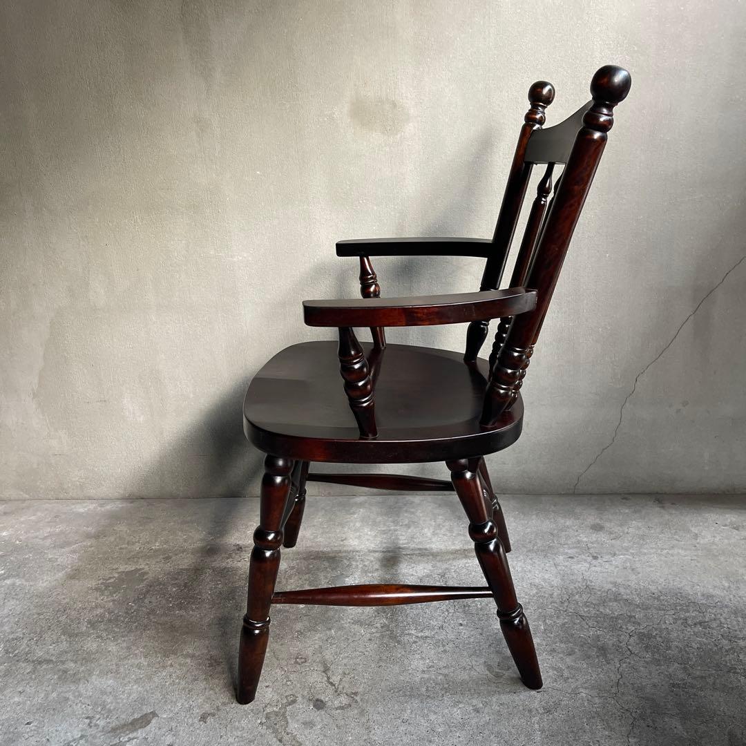 北海道民芸　アームチェア　カバ 樺 無垢材 食卓椅子 肘掛け椅子