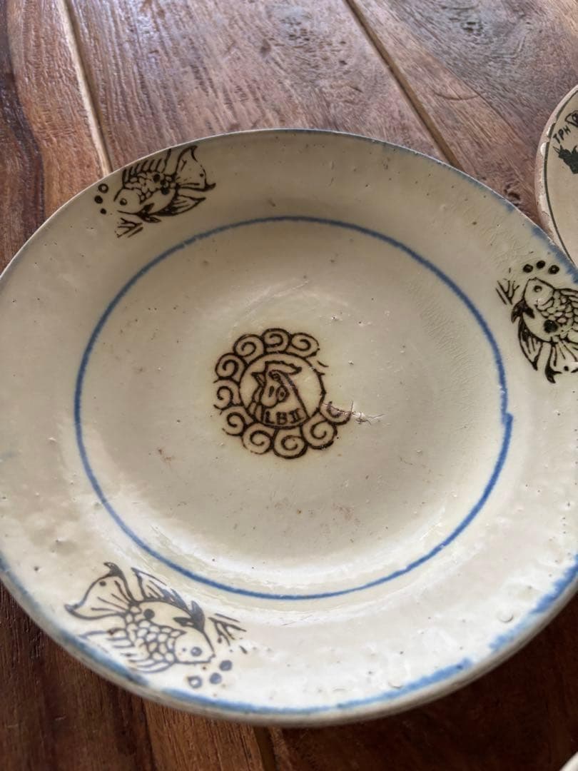 【4枚セット✨】デッドストック　ソンべ焼　ソンべ焼き　中皿　小皿ベトナム