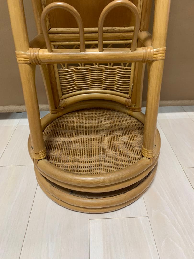 オールドラタン　回転式 スタンドミラー 姿見鏡 全身鏡 回転鏡 シューズラック