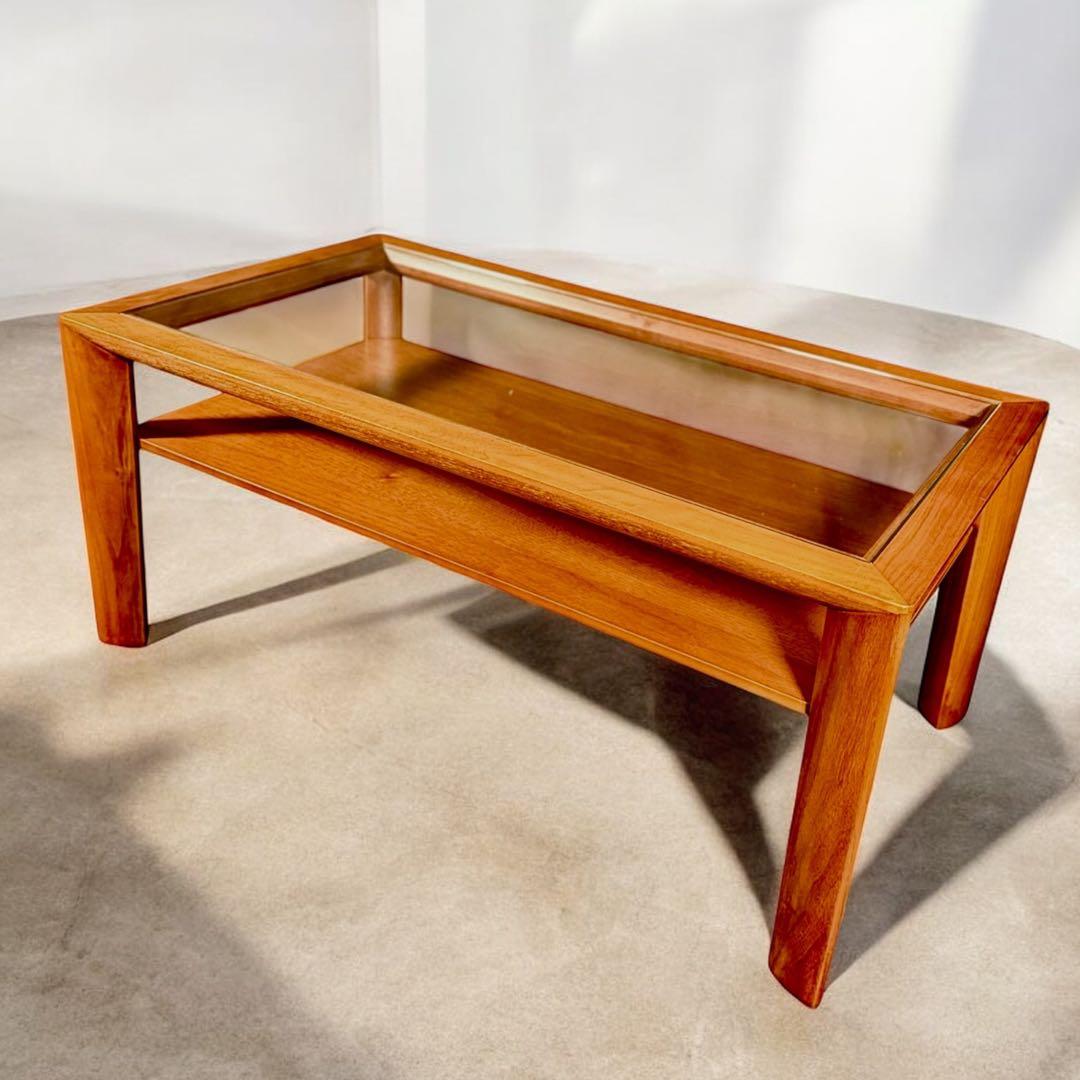 HR744 【希少デザイン】karimoku ガラストップテーブル　TU3287