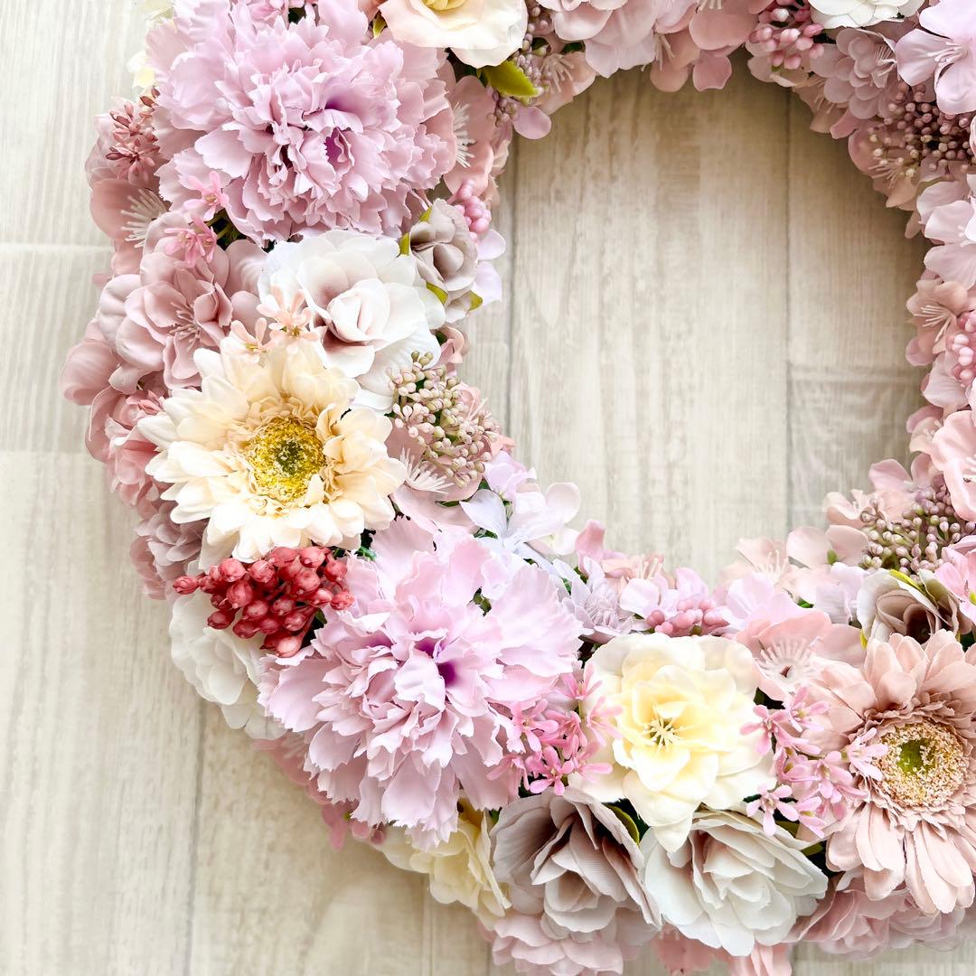 ローズ様オーダー フラワーリース 大きめ 春色 ピンク O21