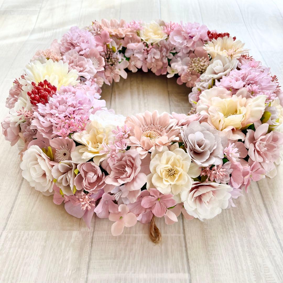 ローズ様オーダー フラワーリース 大きめ 春色 ピンク O21