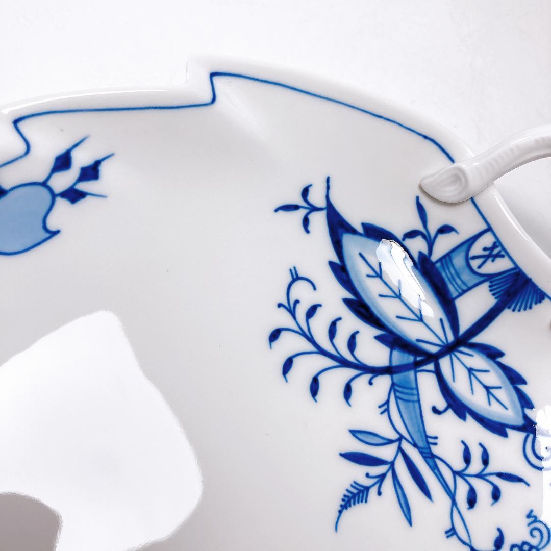 【未使用】MEISSEN ブルーオニオン スタイル リーフ プレート|1547|