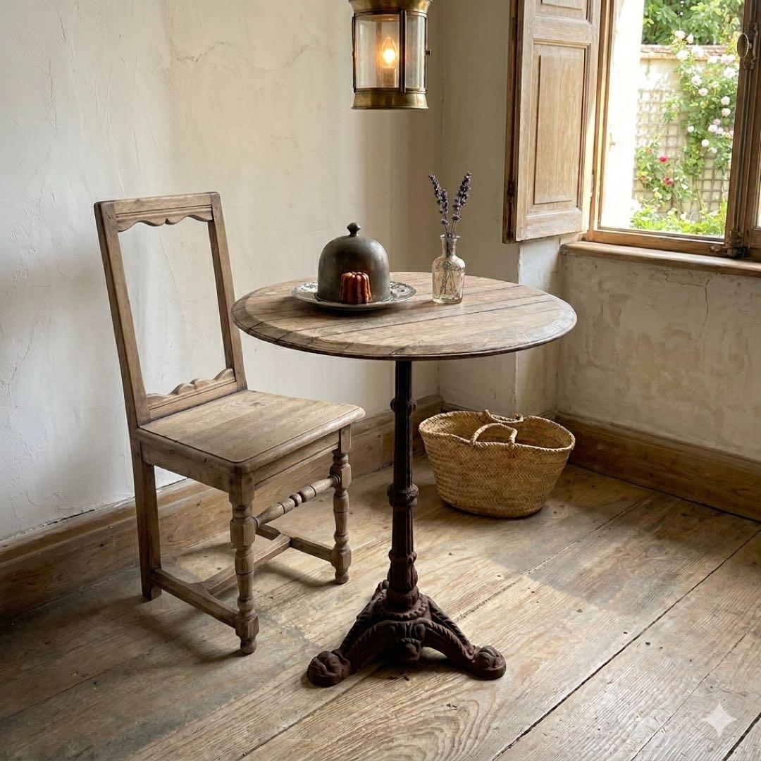 フランスアンティーク アイアン ビストロテーブル カフェテーブル ラウンド