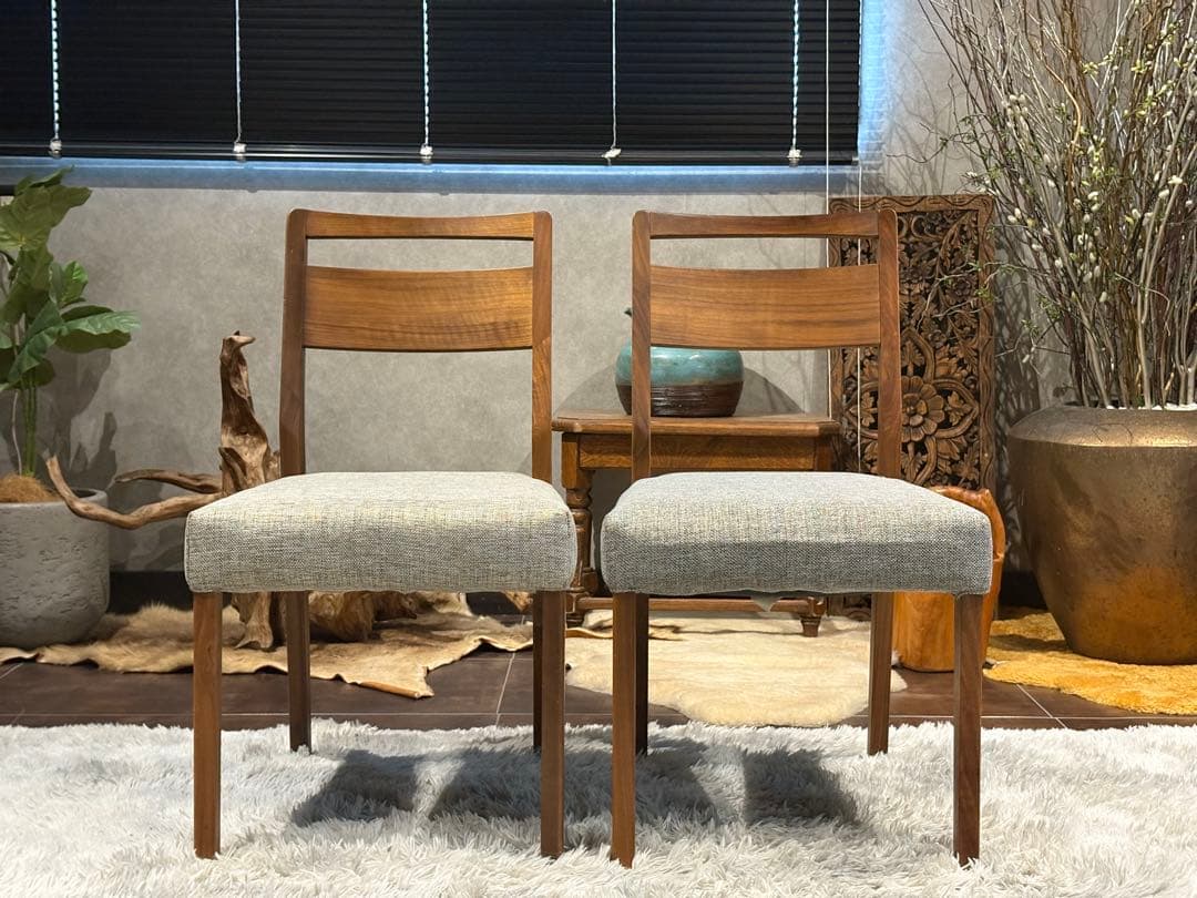 迪卡様　モダン　ビンテージ　ウォールナット　ダイニングチェア　4脚セット　H