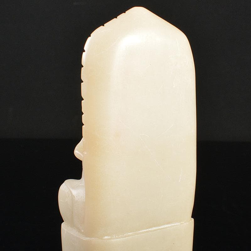 NM　中国玉石白玉彫刻　観音菩薩像仏像　印材重さ約425g　M　R6796