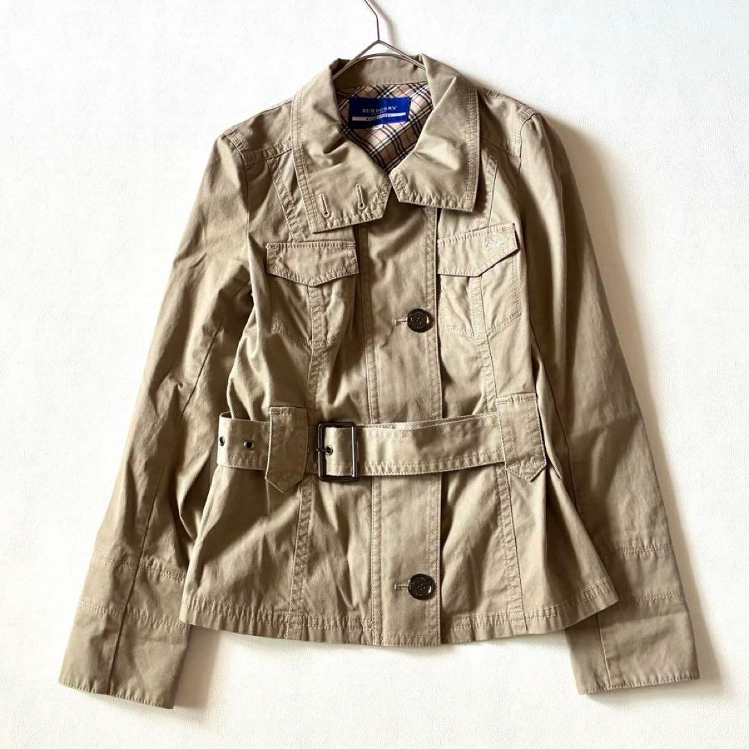 バーバリーブルーレーベル　ジャケット　ショートトレンチ　ホース刺繍　ベルト付き