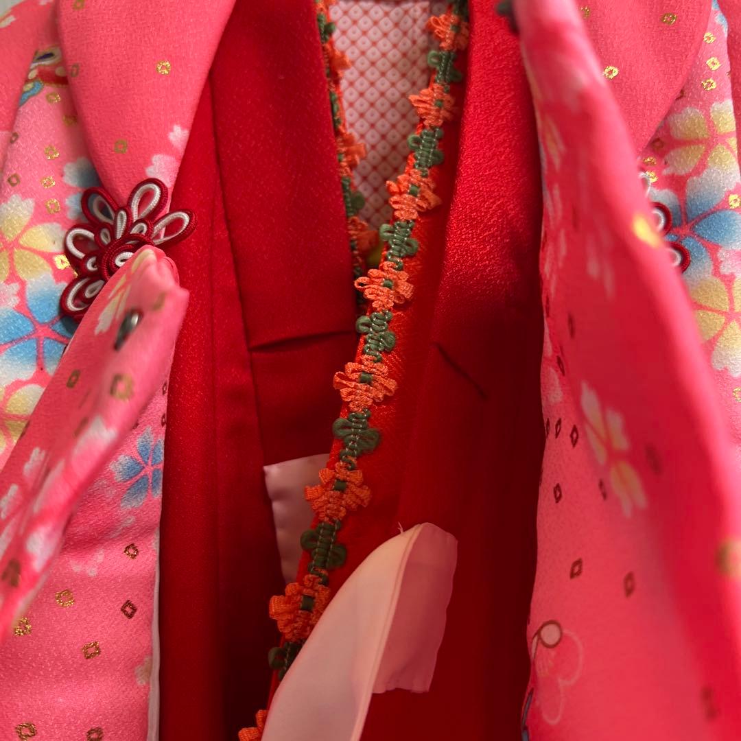 ひな祭り着せて七五三用花柄着物 ピンク3歳用