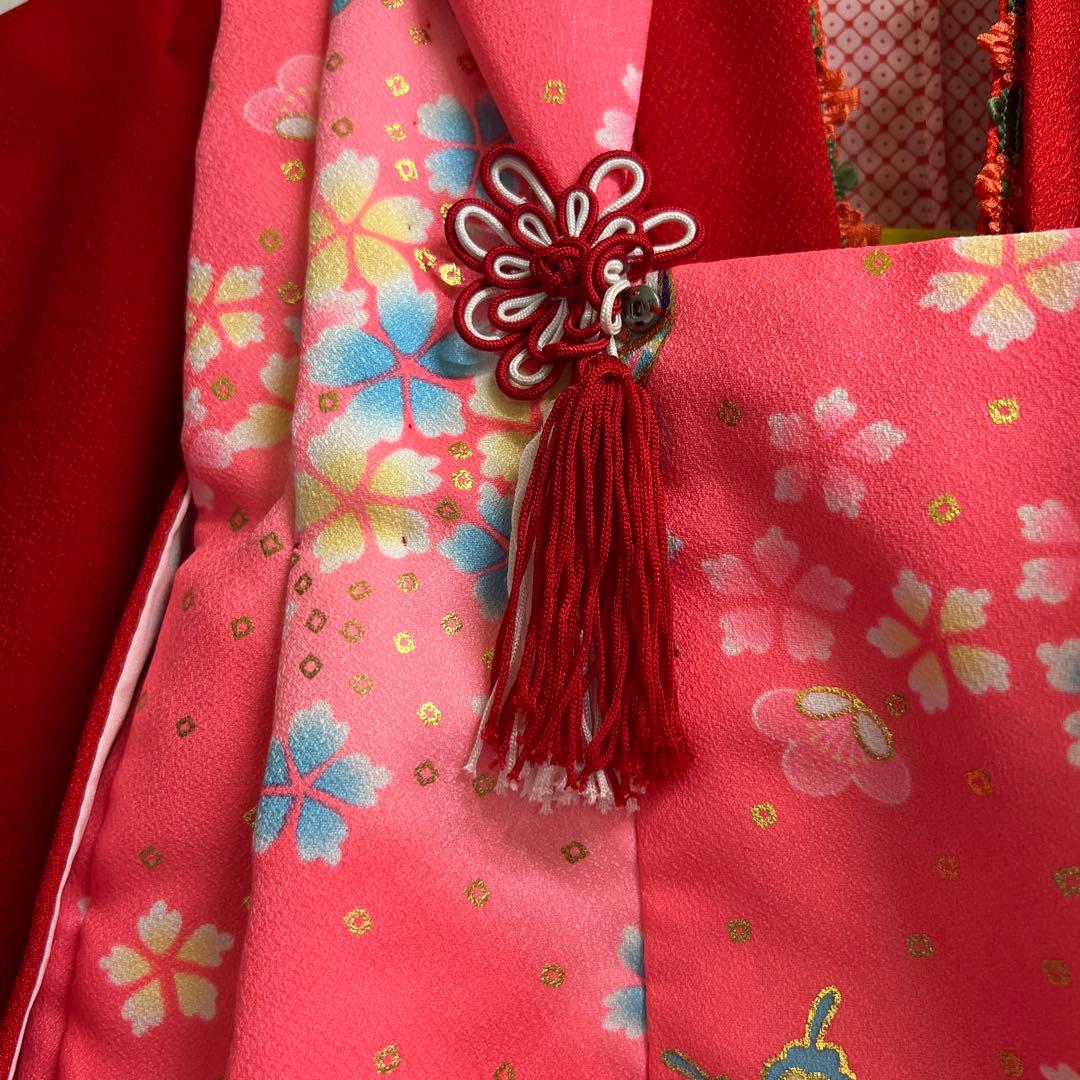 ひな祭り着せて七五三用花柄着物 ピンク3歳用