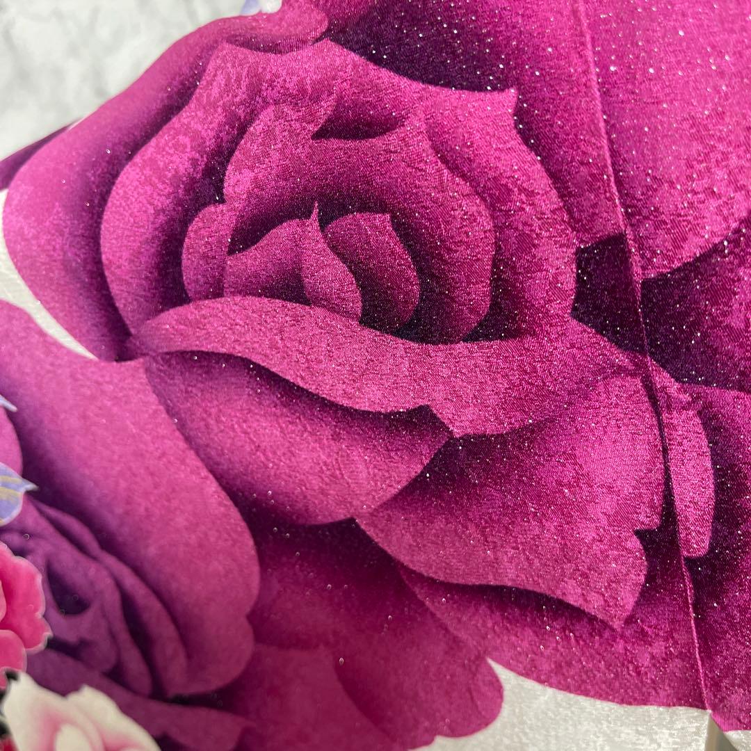 あらら様上質正絹豪華 ラメ、薔薇、蝶々 ゴージャス柄