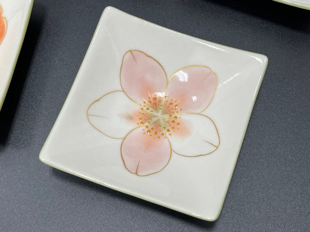 専用　陶あん 京焼 清水焼 花 小角皿 5枚まとめ