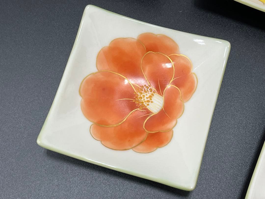 専用　陶あん 京焼 清水焼 花 小角皿 5枚まとめ