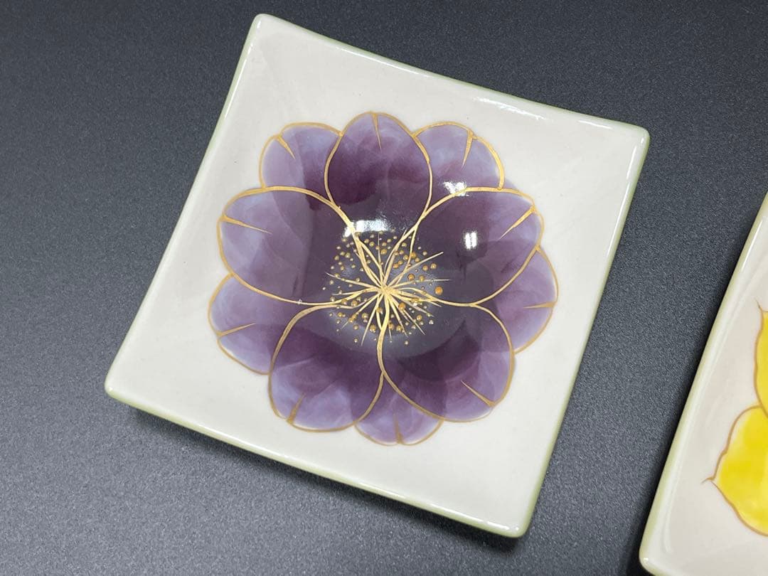 専用　陶あん 京焼 清水焼 花 小角皿 5枚まとめ