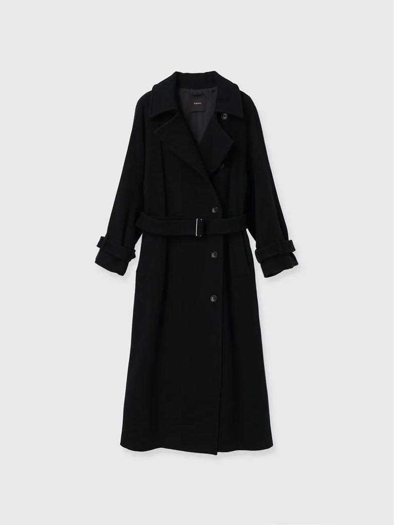 anuans ウールトレンチコート 2025AWサイズM ロングコート ブラック