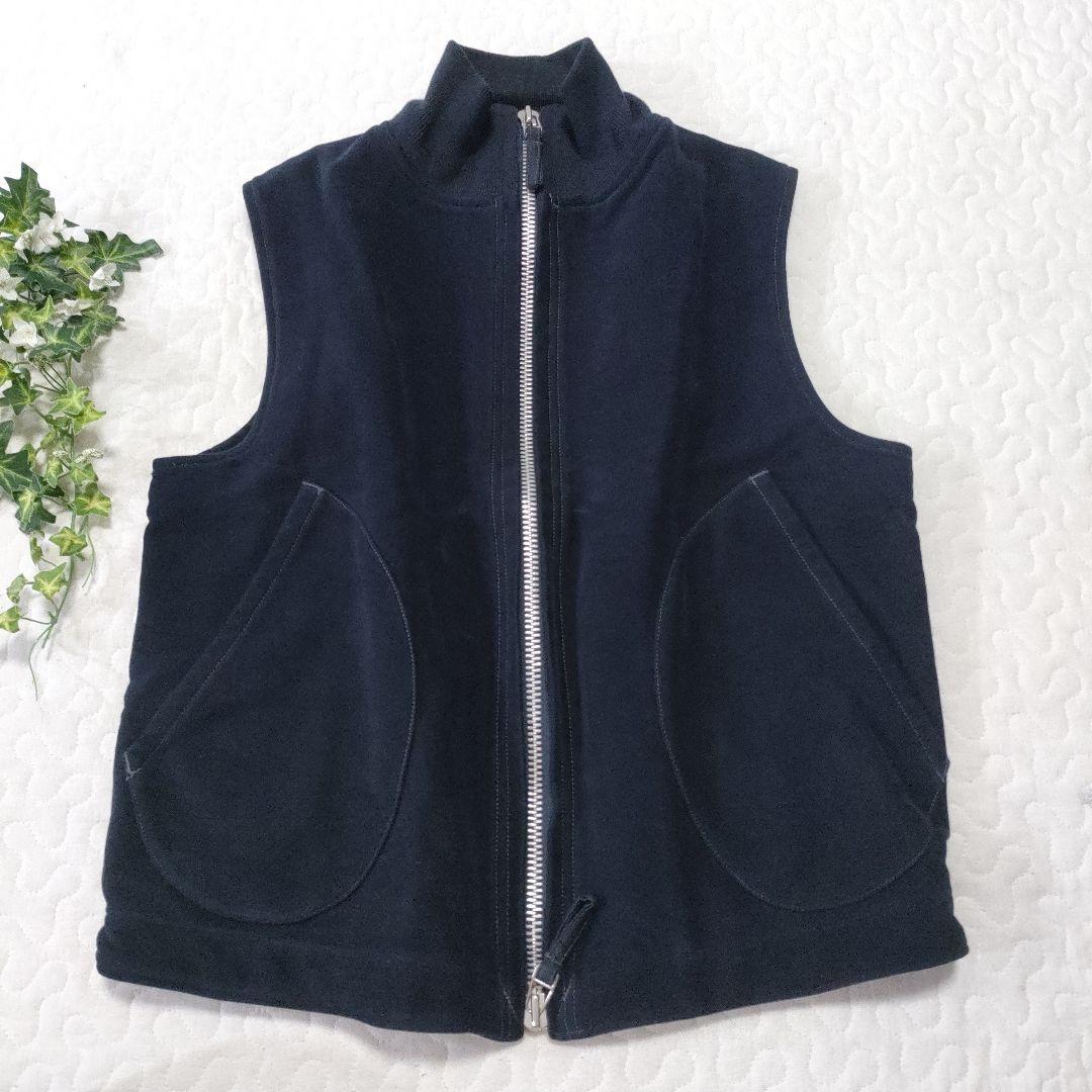 45R　現行タグ　中綿ベスト　コットン　起毛感あり◎　ネイビー　刺繍　3